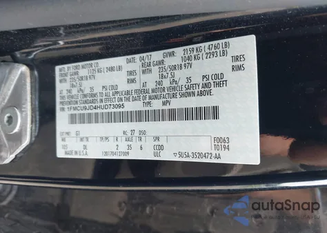 2017 Ford Escape Titanium from USA, damaged, VIN 1FMCU9JD4HUD73095